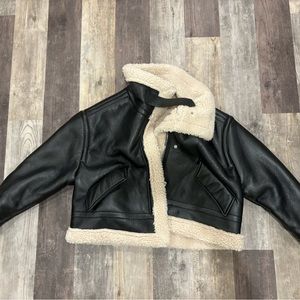 NWOT Faux leather shearling jacket